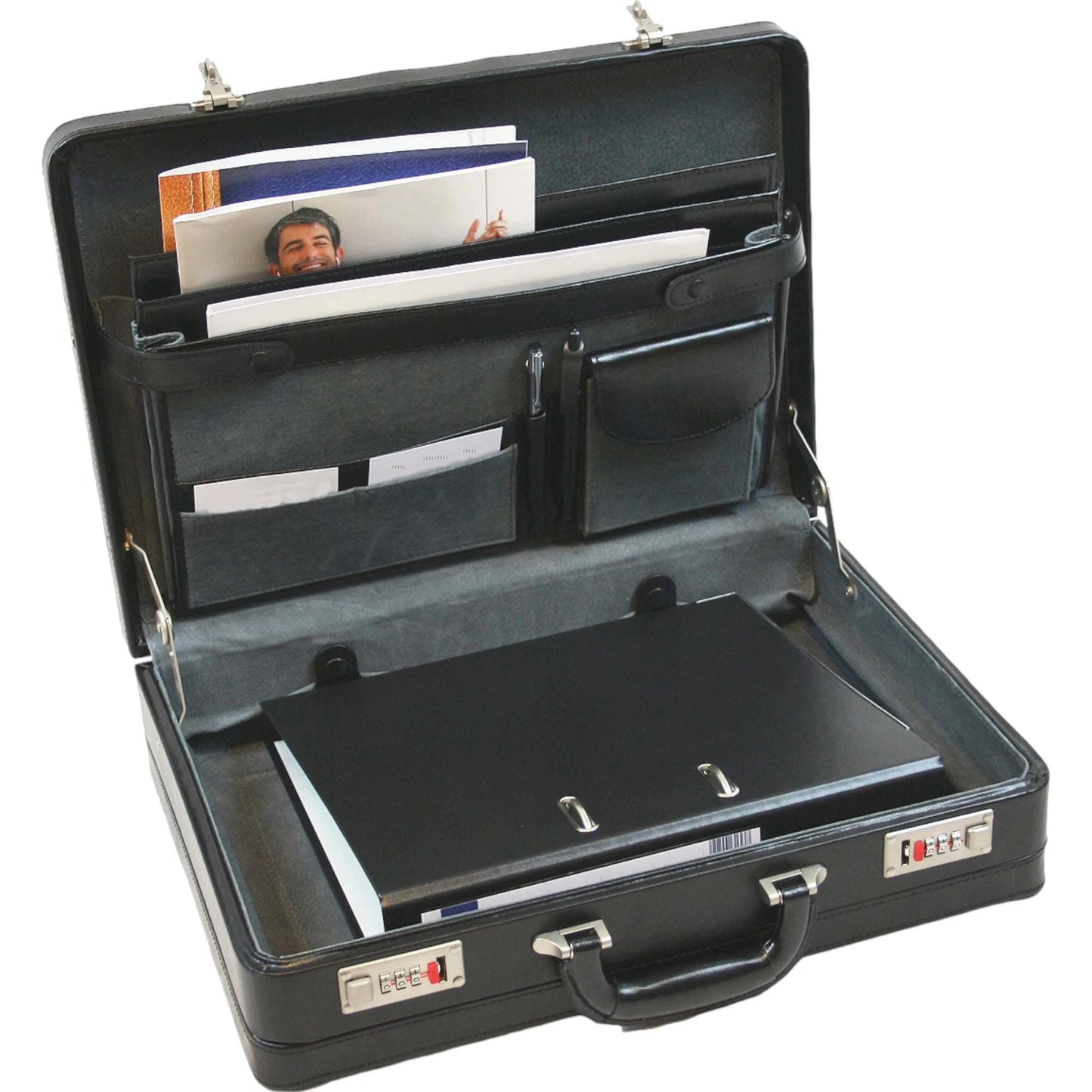 Dermata Aktenkoffer aus Leder 45 cm -Schwarz KOFFER-PLUS.COM