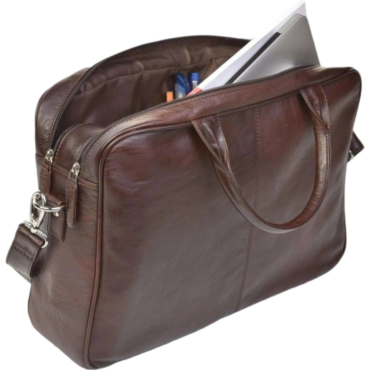 Dermata Aktentasche aus Vollrindleder 41 cm -dunkelbraun KOFFER-PLUS.COM