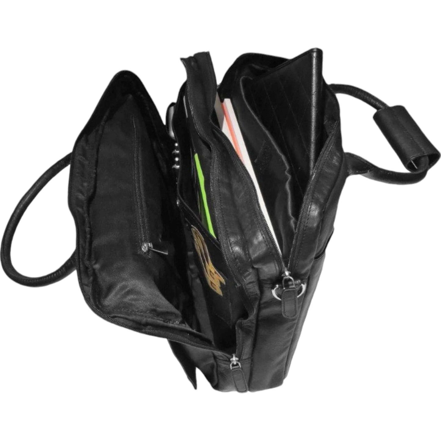 Dermata Aktentasche mit Laptopfach aus Vollrindleder 40 cm -schwarz KOFFER-PLUS.COM