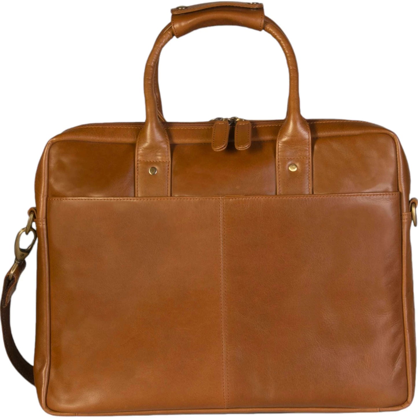 Dermata Aktentasche mit Laptopfach aus Vollrindleder 40 cm -cognac KOFFER-PLUS.COM