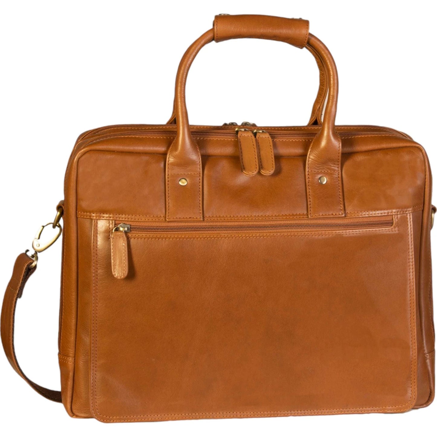 Dermata Aktentasche mit Laptopfach aus Vollrindleder 40 cm -cognac KOFFER-PLUS.COM