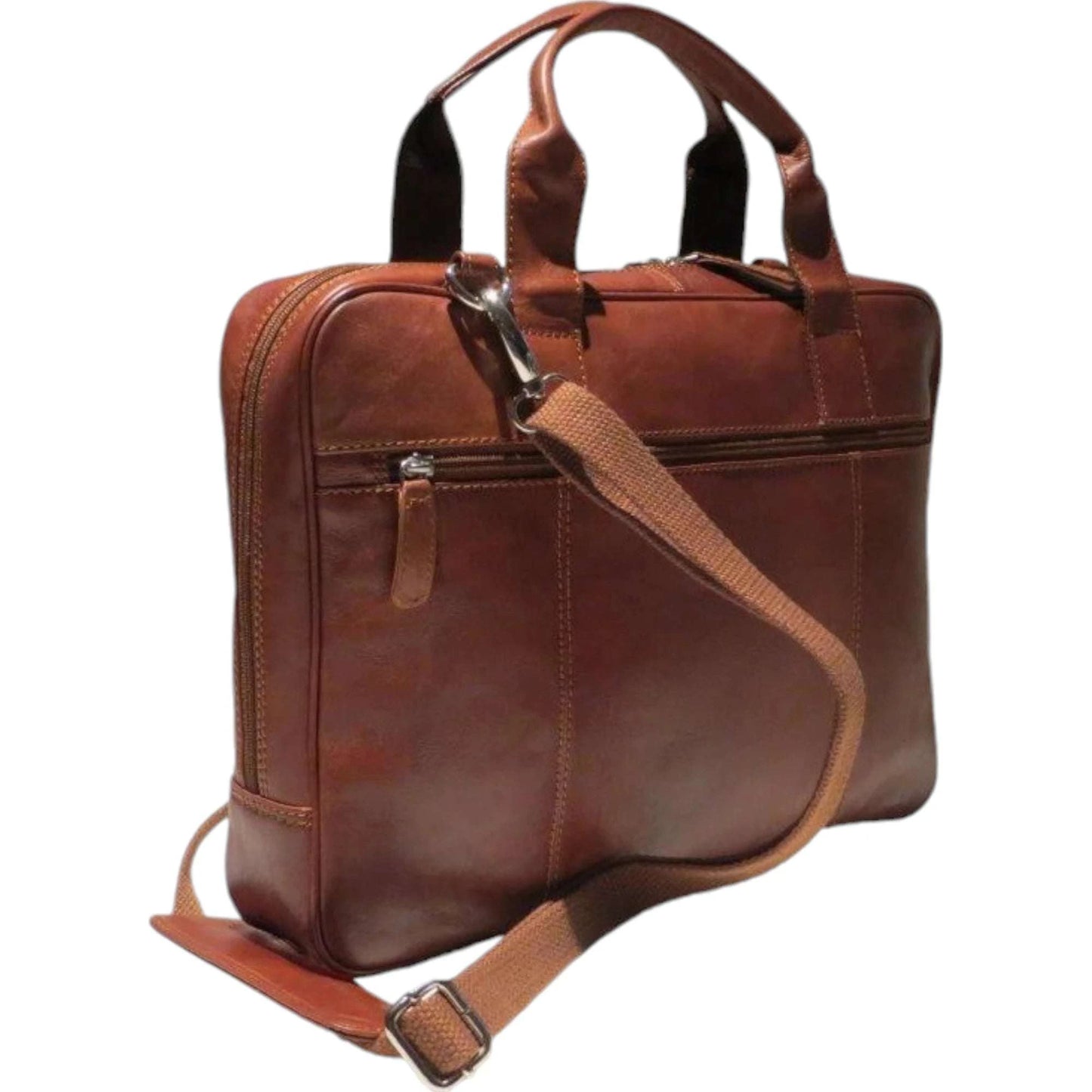Dermata Laptoptasche aus Vollrindleder 41 cm -cognac KOFFER-PLUS.COM