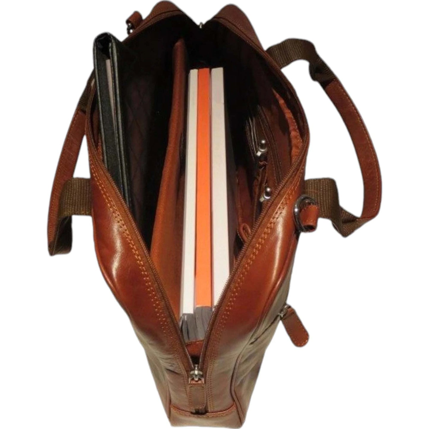 Dermata Laptoptasche aus Vollrindleder 41 cm -cognac KOFFER-PLUS.COM