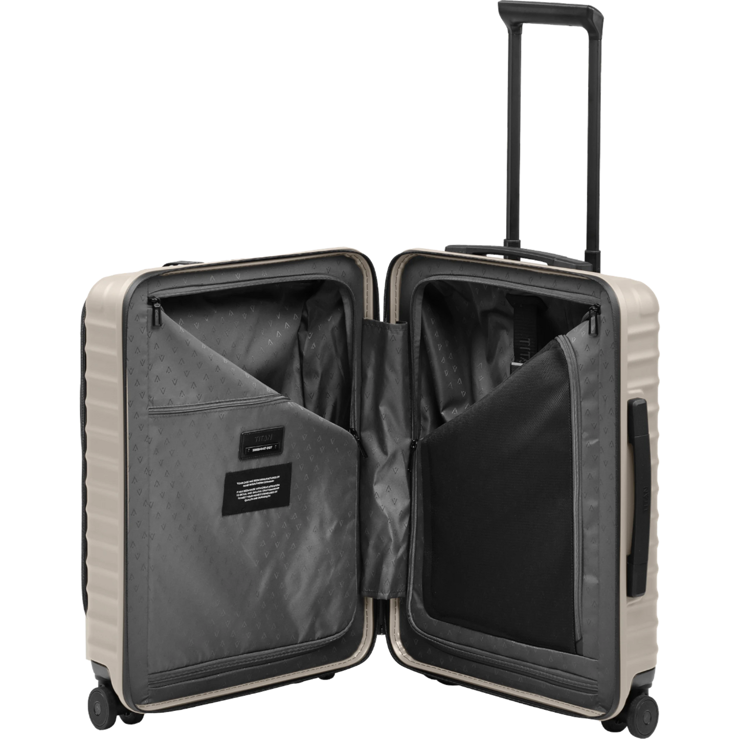 TITAN UPGRADE 4-Rad-Bordtrolley S+ mit Vortasche 55 cm -Moonstone Grey KOFFER-PLUS.COM
