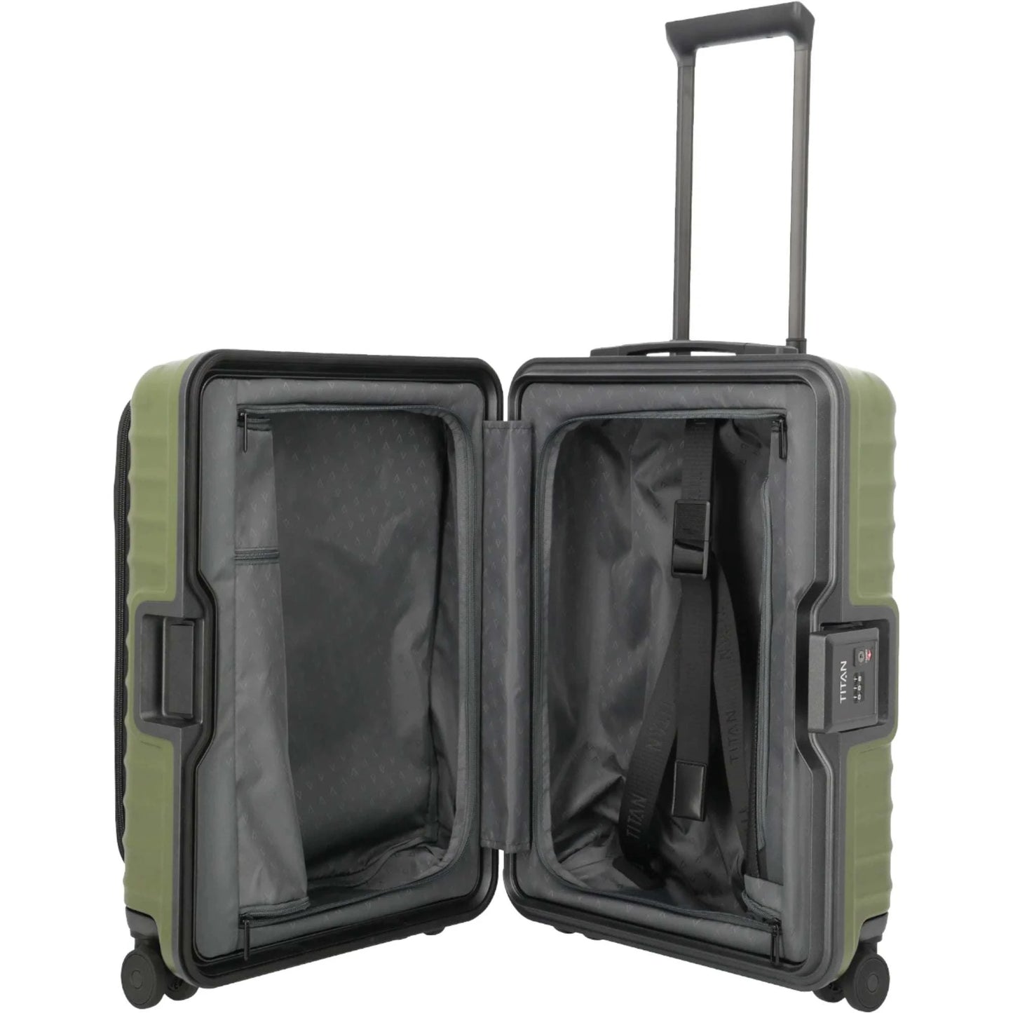 TITAN OVERSEAS 4-Rad-Bordtrolley S+ mit Vortasche 55 cm -Forest Green KOFFER-PLUS.COM