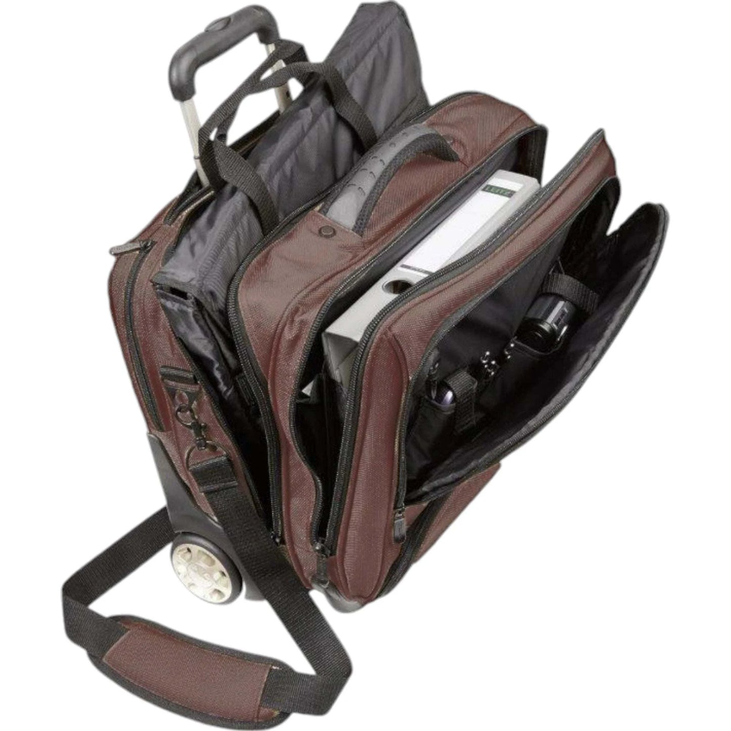 Dermata Businesstrolley aus Nylon mit Laptoptasche 44 cm -Braun KOFFER-PLUS.COM