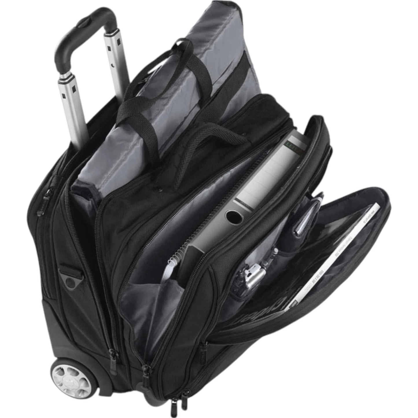 Dermata Businesstrolley aus Nylon mit Laptoptasche 44 cm -Schwarz KOFFER-PLUS.COM