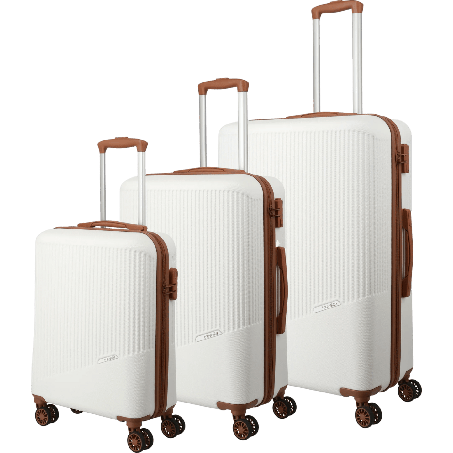 Travelite Bali 4-Rollen Kofferset 3tlg. -Weiss/Cognac KOFFER-PLUS.COM