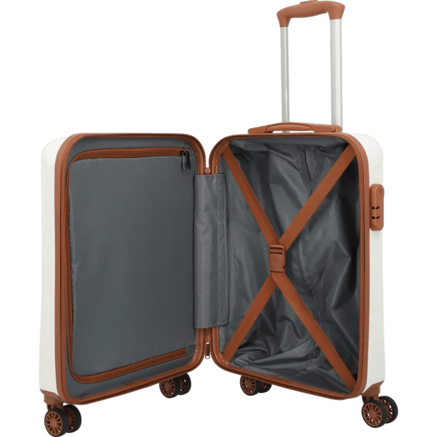 Travelite Bali 4-Rollen-Kabinentrolley S 55 cm -Weiss/cognac KOFFER-PLUS.COM
