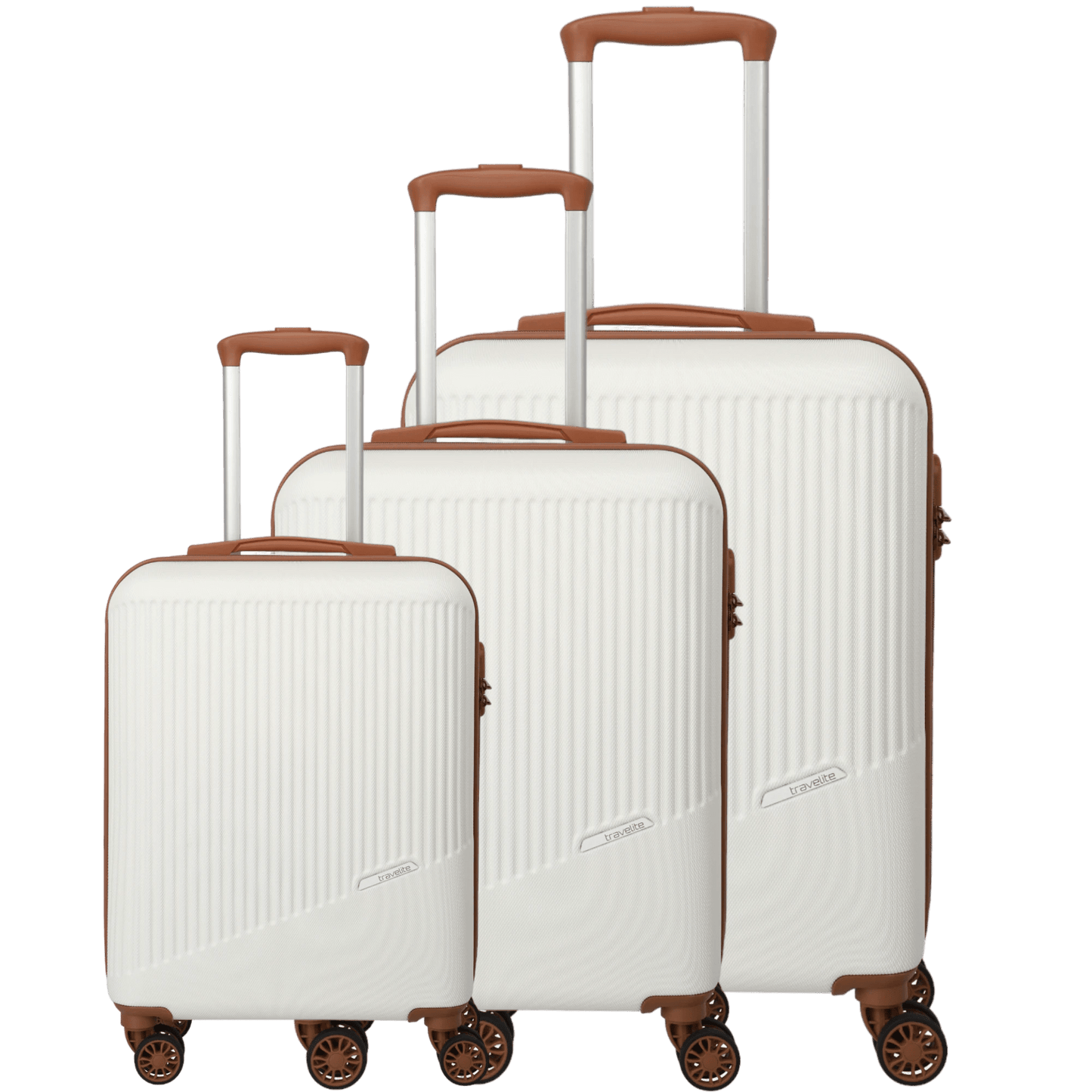 Travelite Bali 4-Rollen Kofferset 3tlg. -Weiss/Cognac KOFFER-PLUS.COM