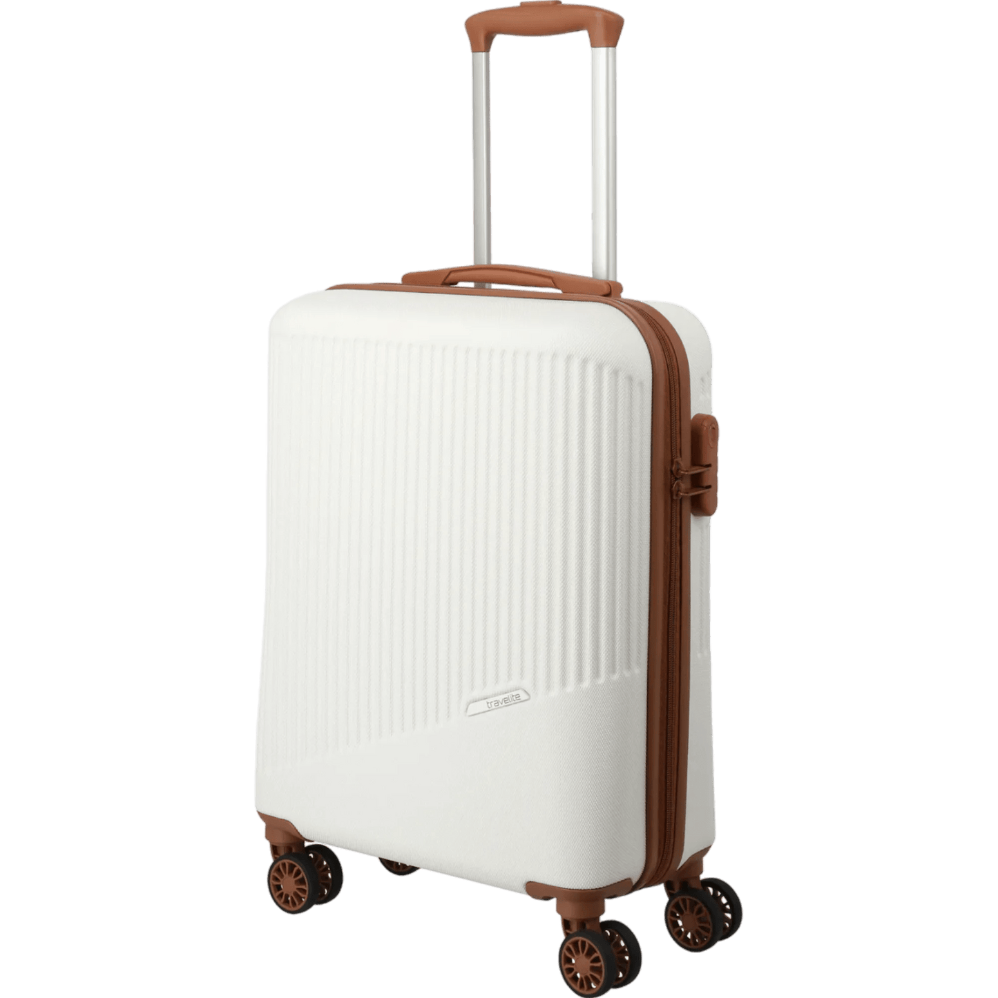 Travelite Bali 4-Rollen-Kabinentrolley S 55 cm -Weiss/cognac KOFFER-PLUS.COM