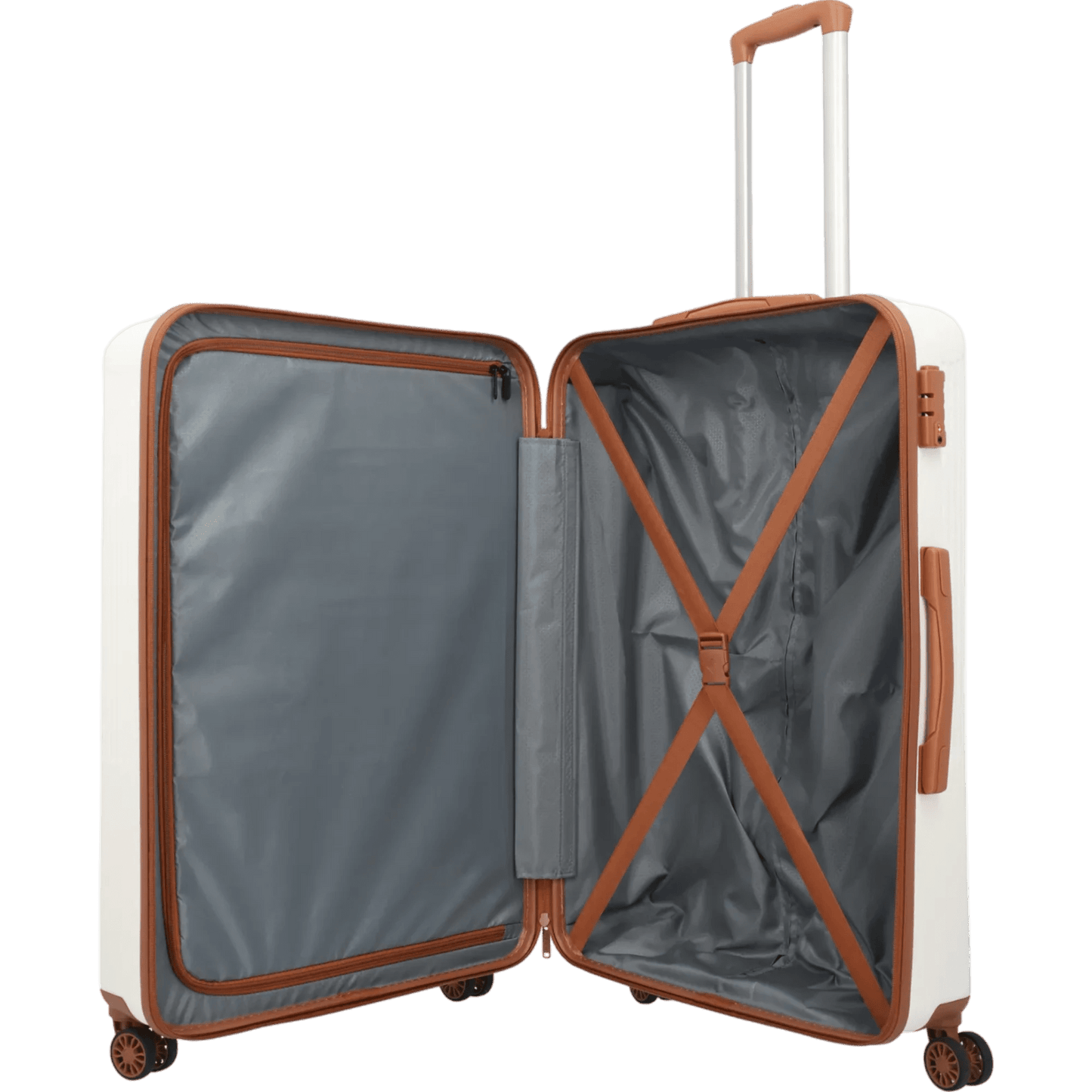 Travelite Bali 4-Rollen-Trolley L 77 cm -Weiss/cognac KOFFER-PLUS.COM
