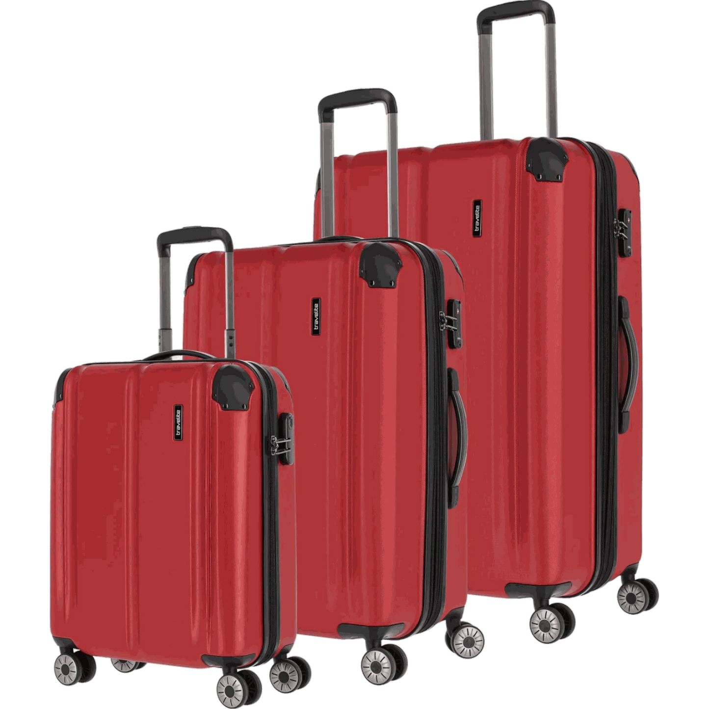 Travelite City 4-Rollen Kofferset 3tlg. L/M/S -Rot KOFFER-PLUS.COM