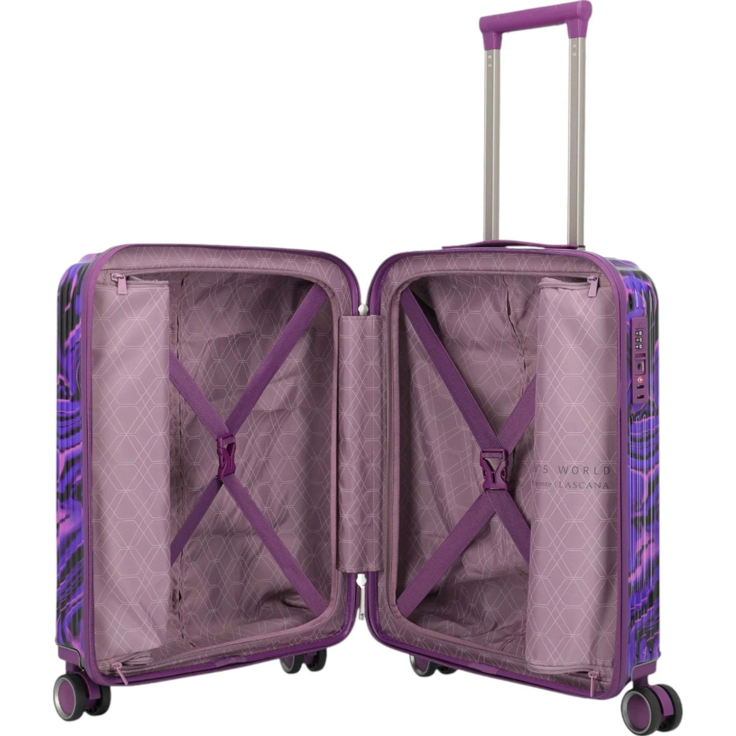 Travelite Lascana Edition 4-Rollen-Bordtrolley S 55 cm -Purple Swirl KOFFER-PLUS.COM
