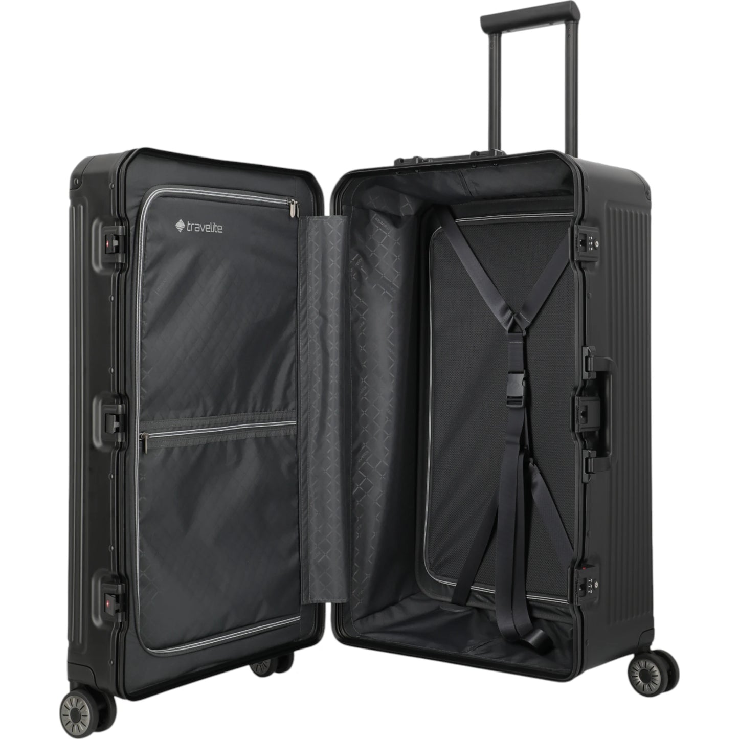 Travelite Next 4-Rollen-Koffer Trunk L aus Aluminium 76 cm -Schwarz KOFFER-PLUS.COM