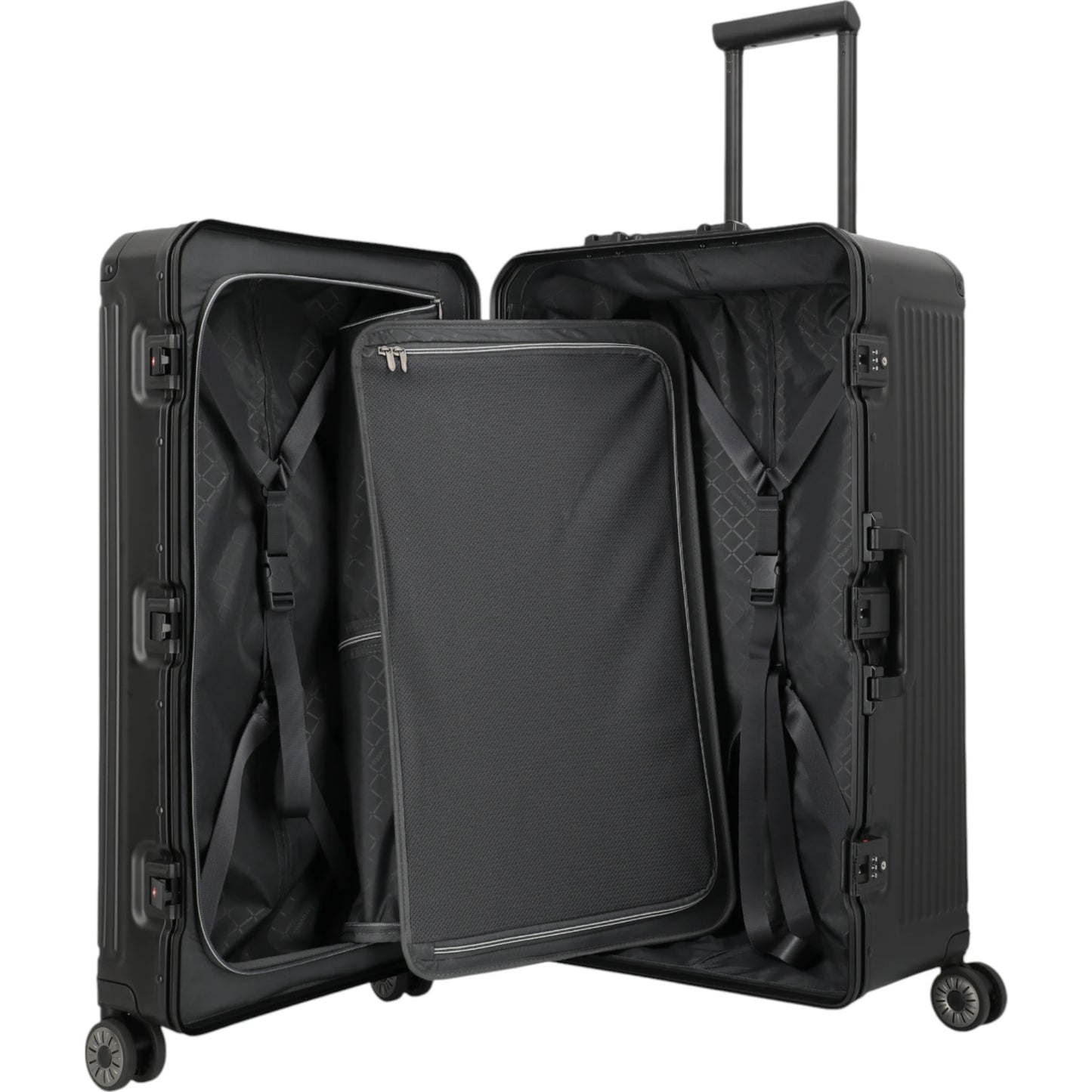 Travelite Next 4-Rollen-Koffer Trunk L aus Aluminium 76 cm -Schwarz KOFFER-PLUS.COM