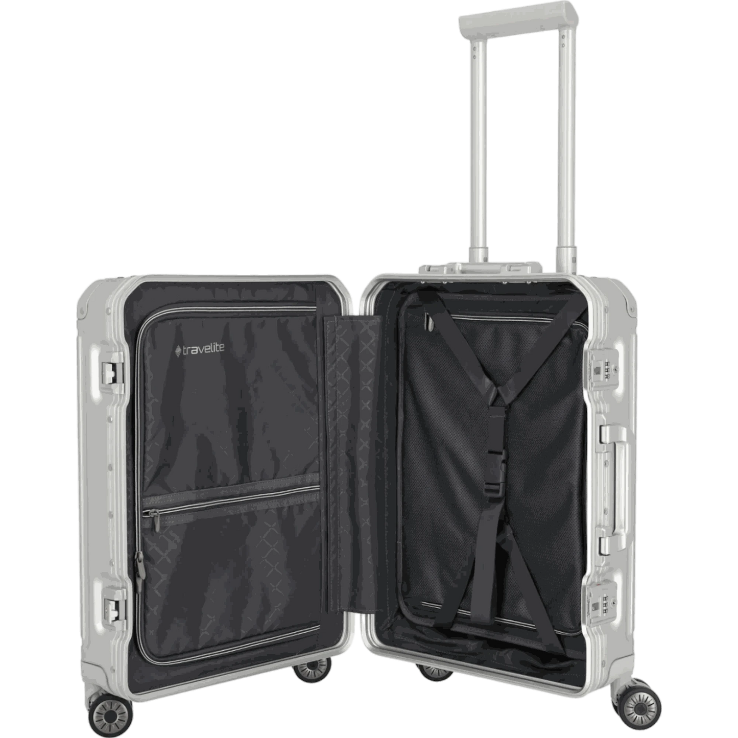 Travelite Next 4-Rollen-Kabinentrolley aus Aluminium 55 cm -Silber KOFFER-PLUS.COM