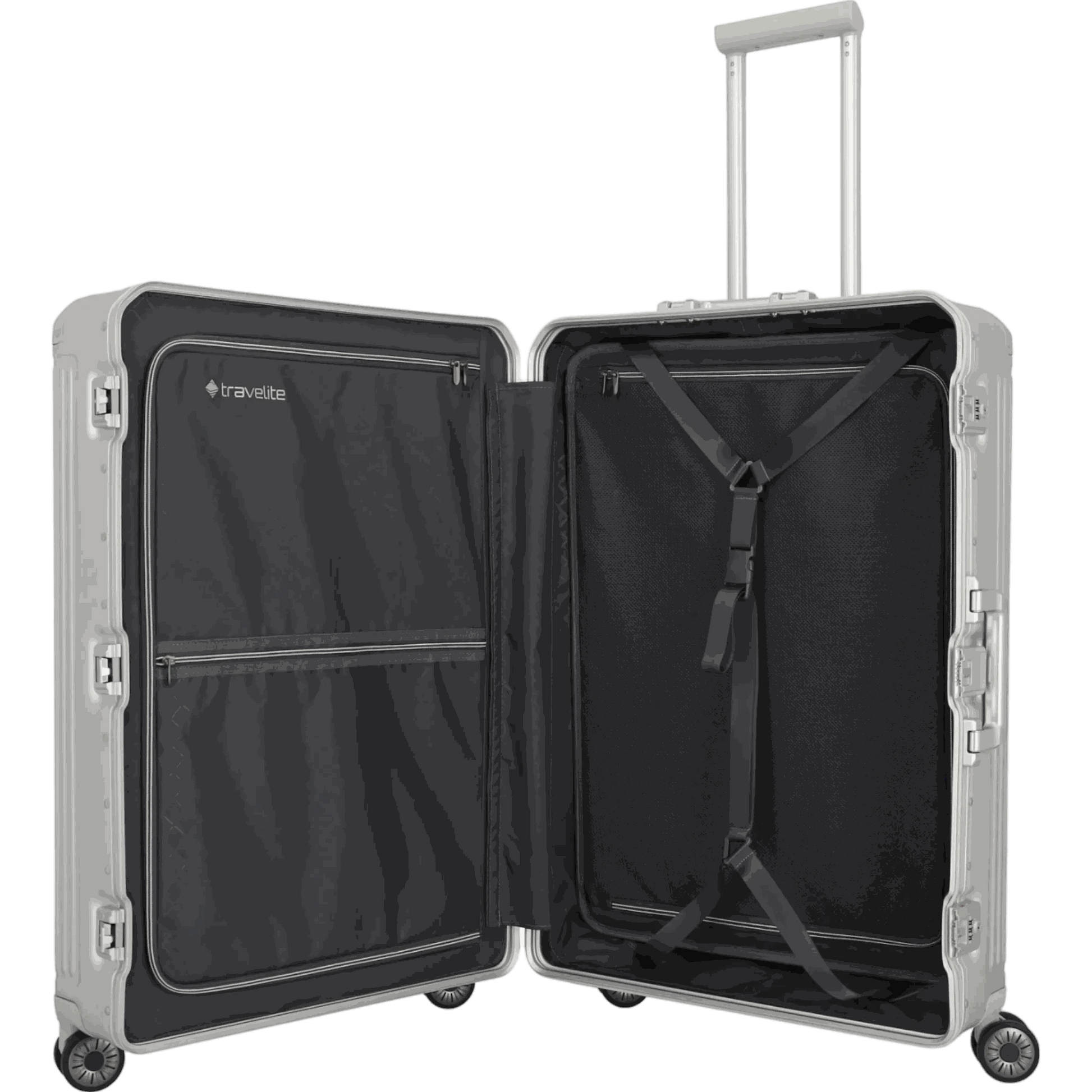 Travelite Next  4-Rollen-Trolley aus Aluminium 77 cm -Silber KOFFER-PLUS.COM