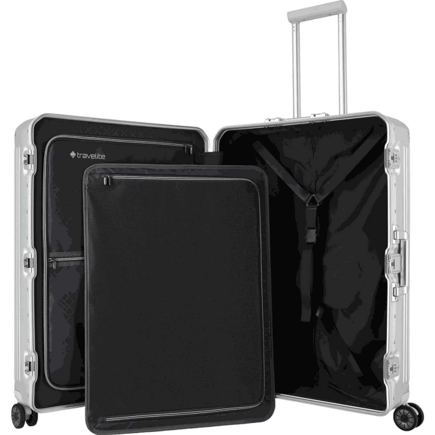 Travelite Next  4-Rollen-Trolley aus Aluminium 77 cm -Silber KOFFER-PLUS.COM