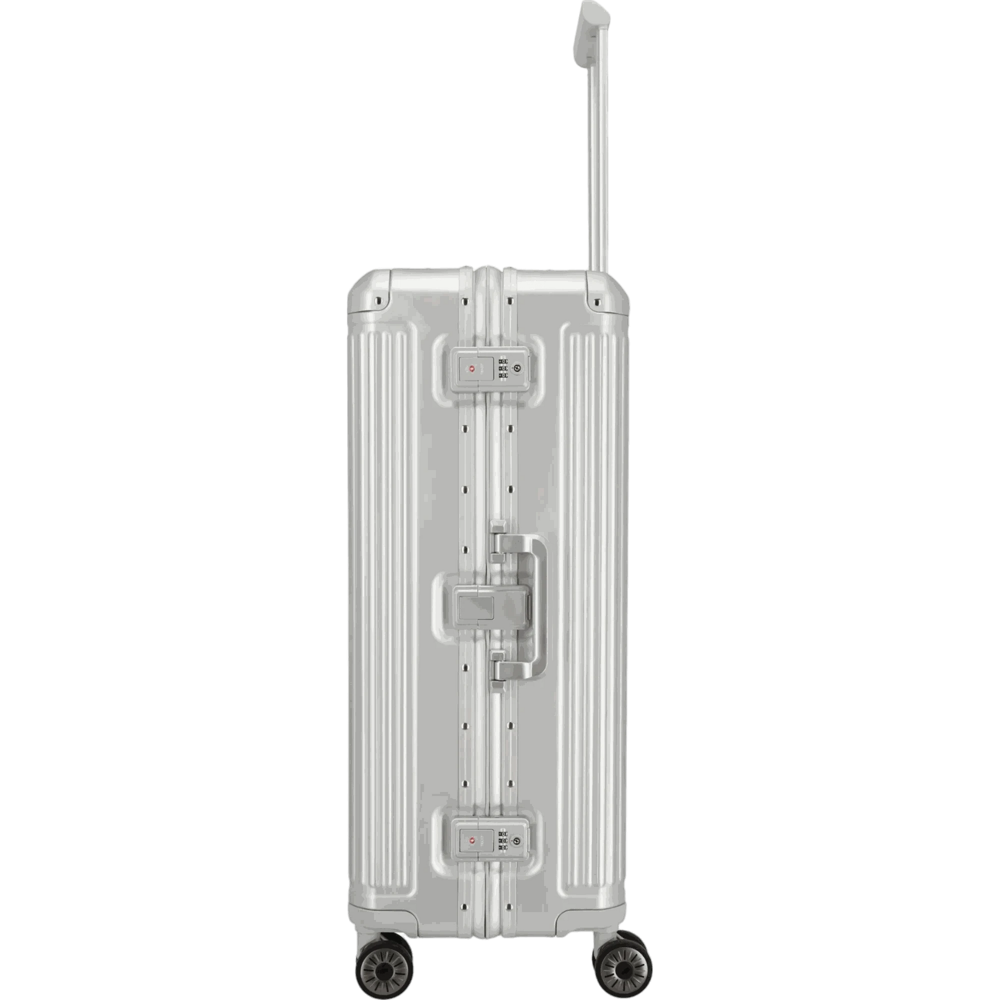 Travelite Next  4-Rollen-Trolley aus Aluminium 77 cm -Silber KOFFER-PLUS.COM