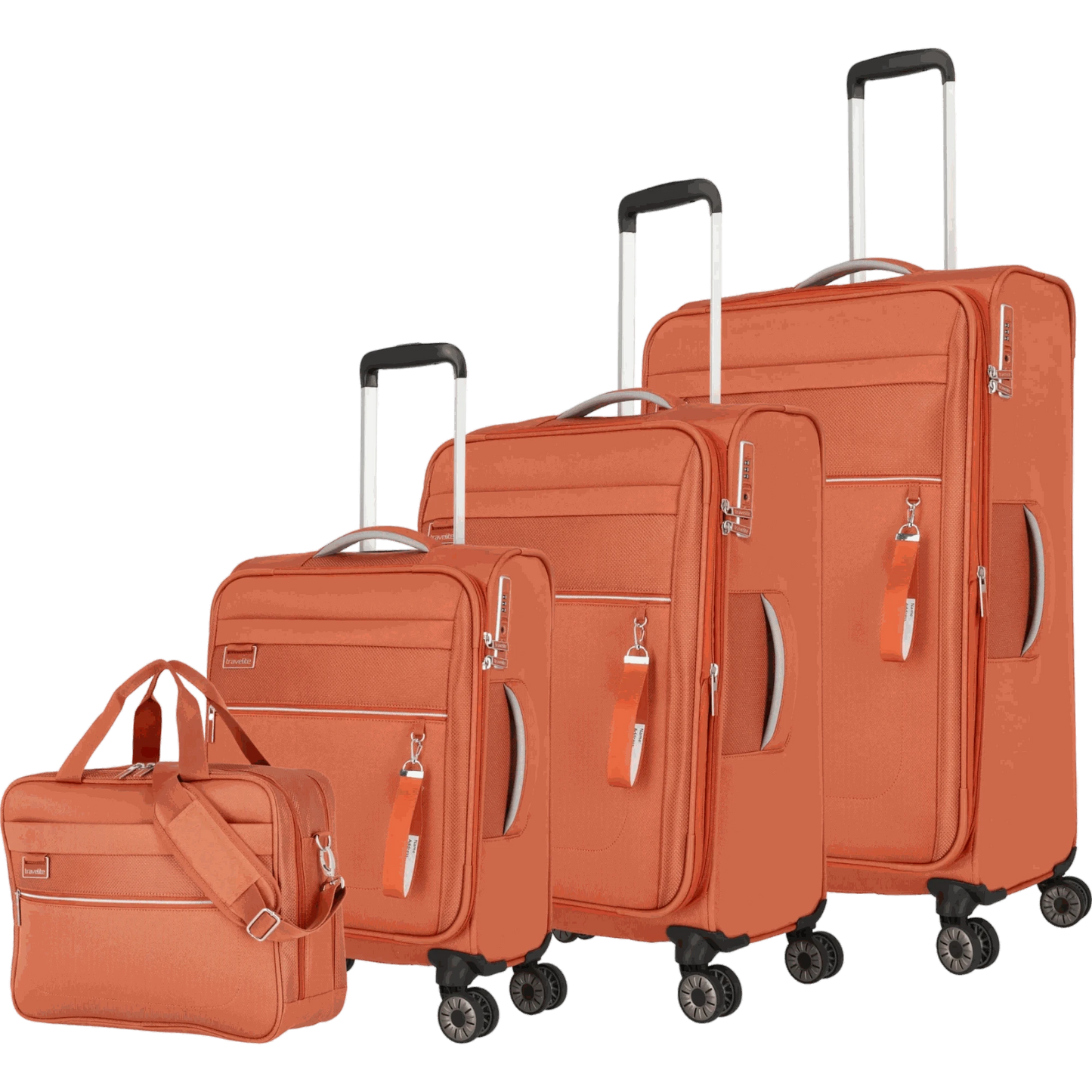 Travelite Miigo 4-Rollen Kofferset 4tlg. L/M/S + Bordtasche -Safran KOFFER-PLUS.COM