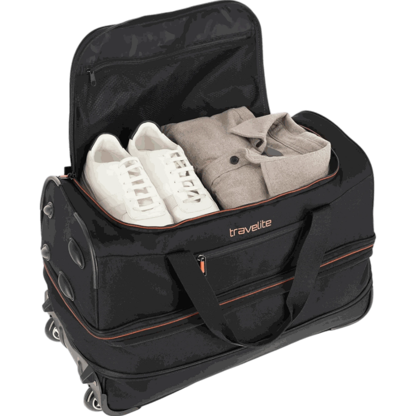 Travelite Basics Rollenreisetasche 55 cm -Schwarz KOFFER-PLUS.COM