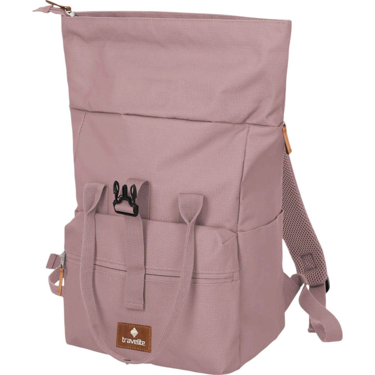Travelite Basics Short Handle Rolltop-Rucksack 37 cm -Smoky Rose KOFFER-PLUS.COM