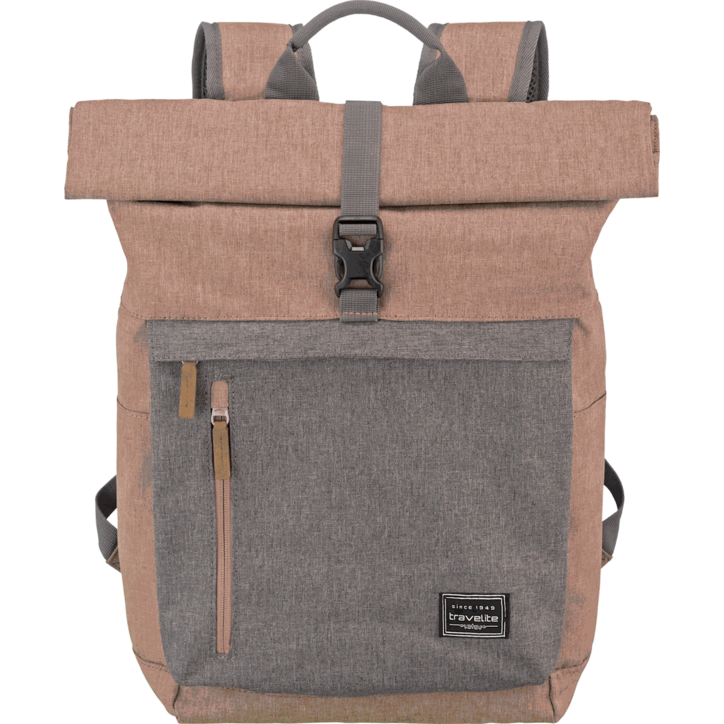Travelite Basics Rolltop-Rucksack 60 cm -Rosa/Grau KOFFER-PLUS.COM