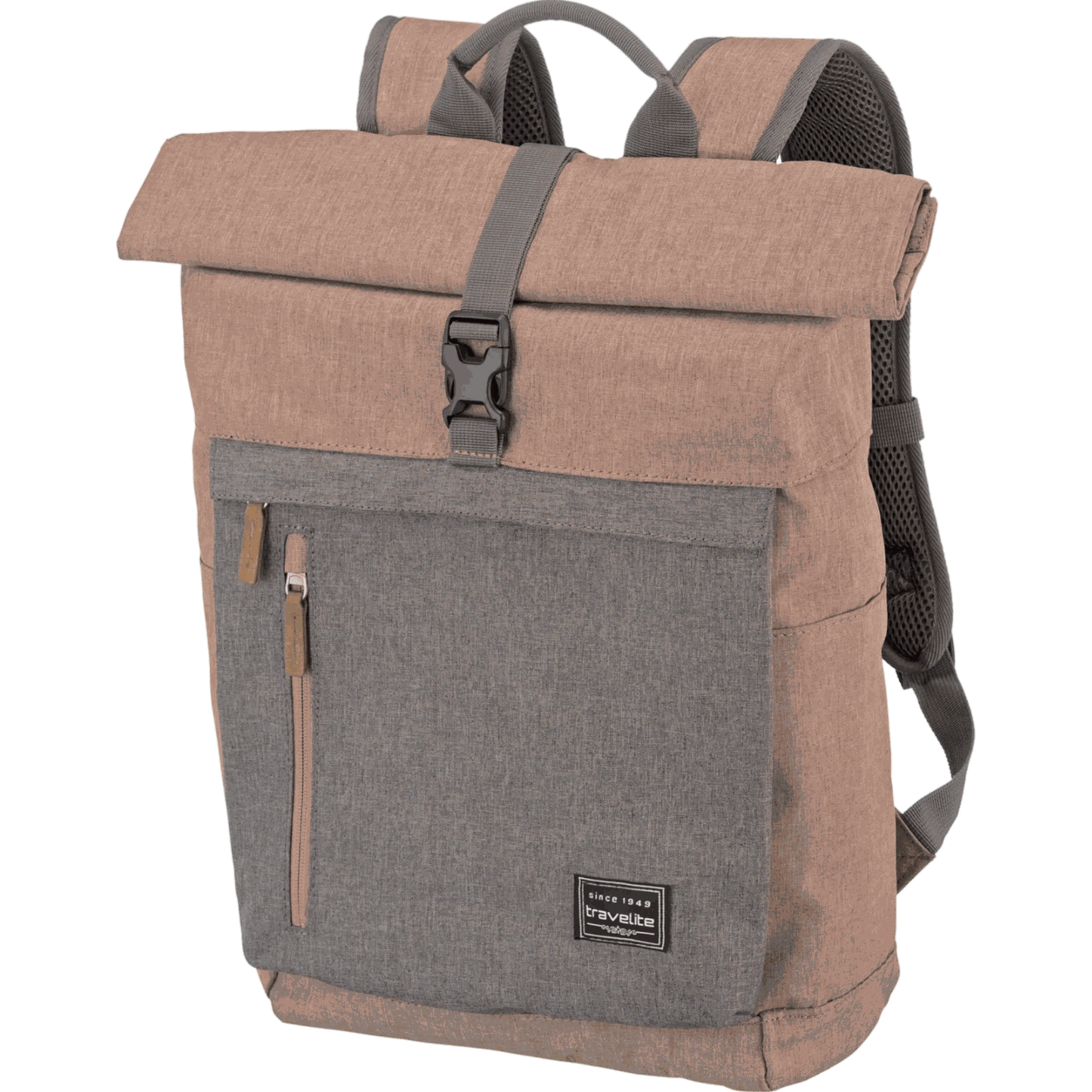 Travelite Basics Rolltop-Rucksack 60 cm -Rosa/Grau KOFFER-PLUS.COM