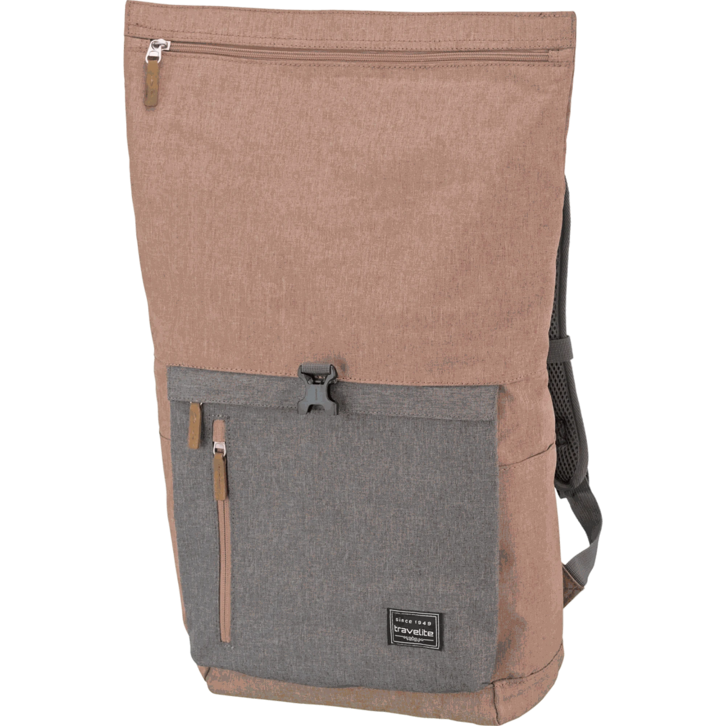 Travelite Basics Rolltop-Rucksack 60 cm -Rosa/Grau KOFFER-PLUS.COM