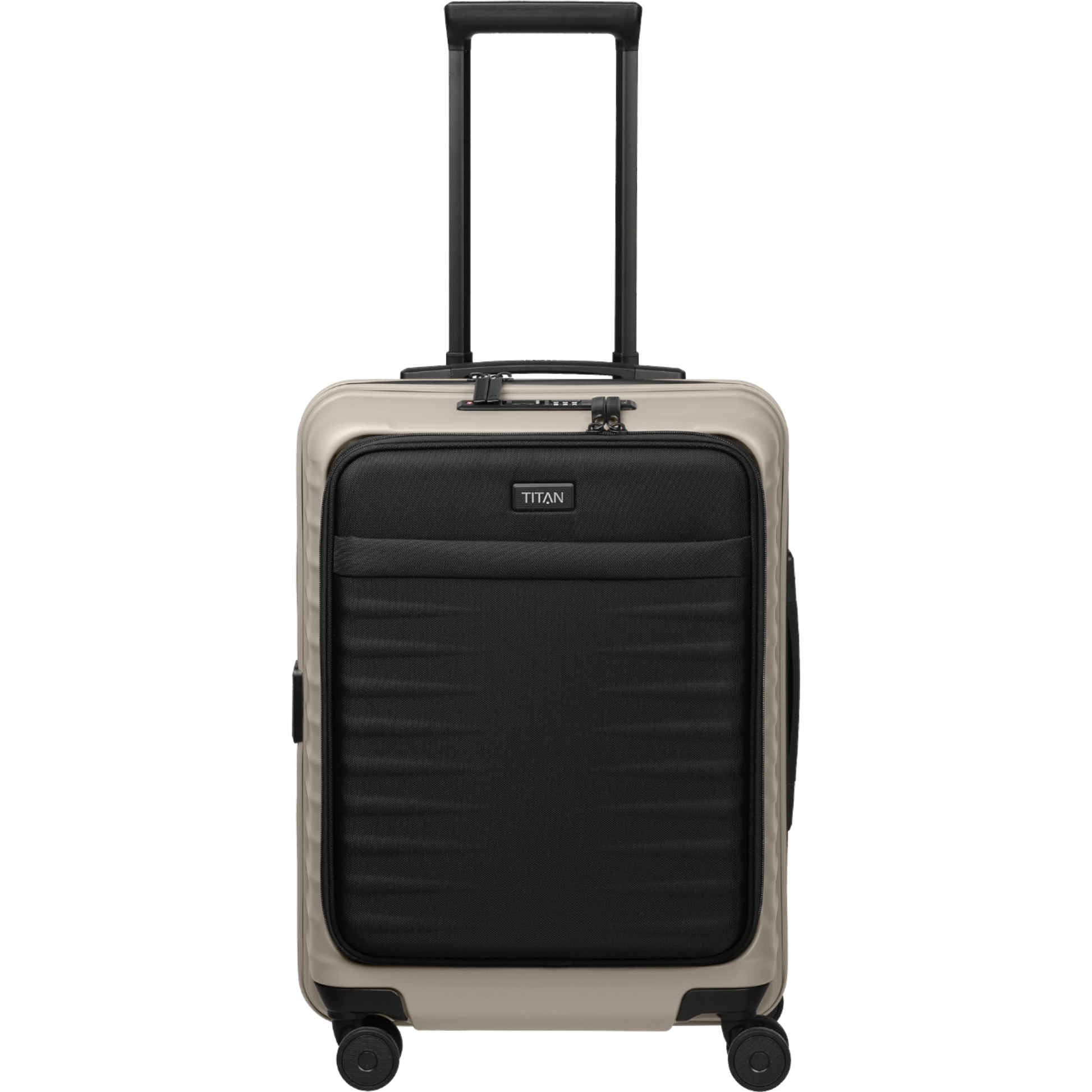 TITAN UPGRADE 4-Rad-Bordtrolley S+ mit Vortasche 55 cm -Moonstone Grey KOFFER-PLUS.COM