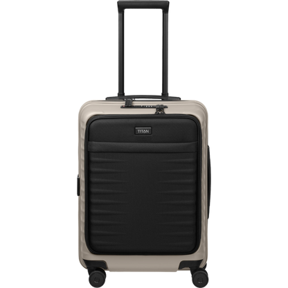 TITAN UPGRADE 4-Rad-Bordtrolley S+ mit Vortasche 55 cm -Moonstone Grey KOFFER-PLUS.COM