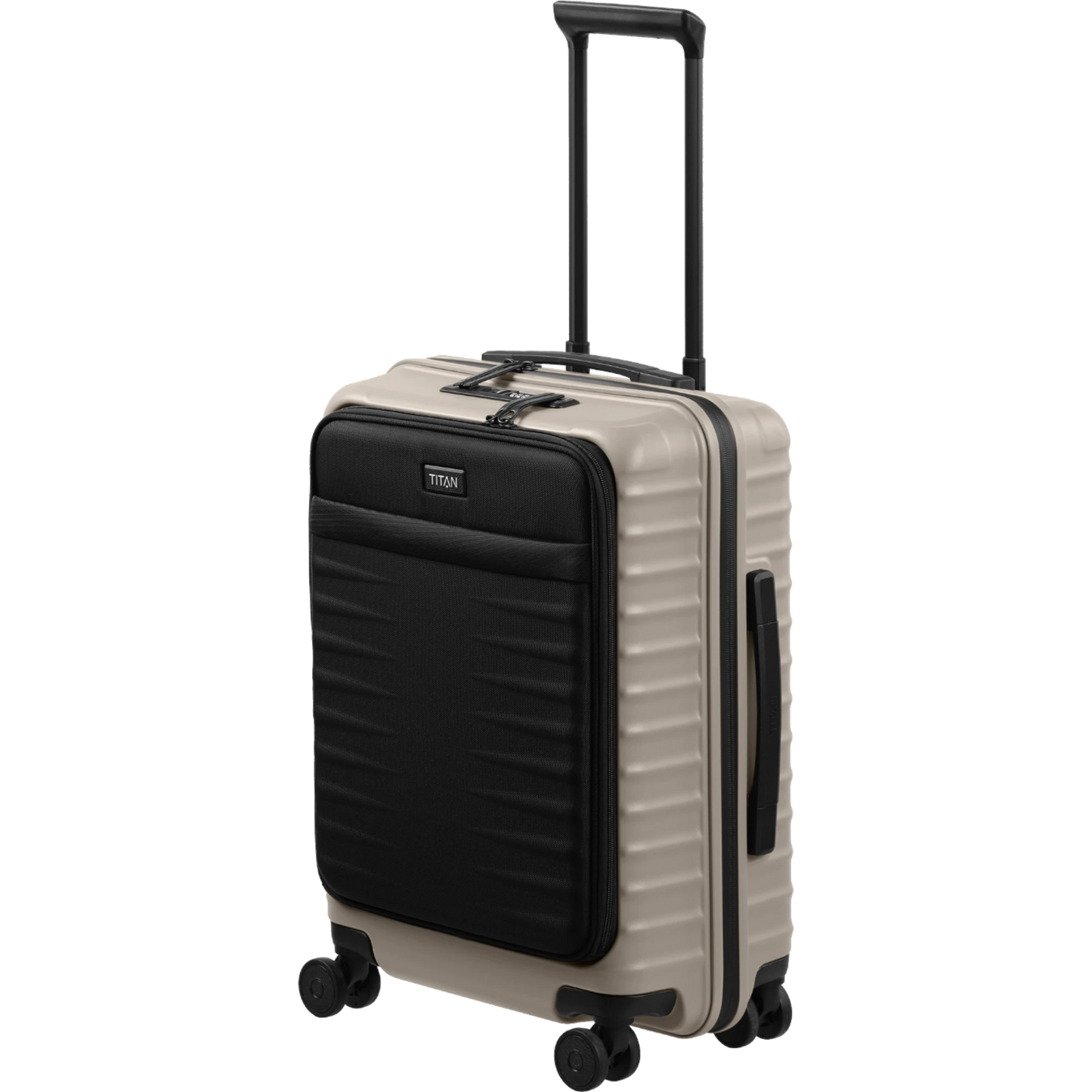 TITAN UPGRADE 4-Rad-Bordtrolley S+ mit Vortasche 55 cm -Moonstone Grey KOFFER-PLUS.COM