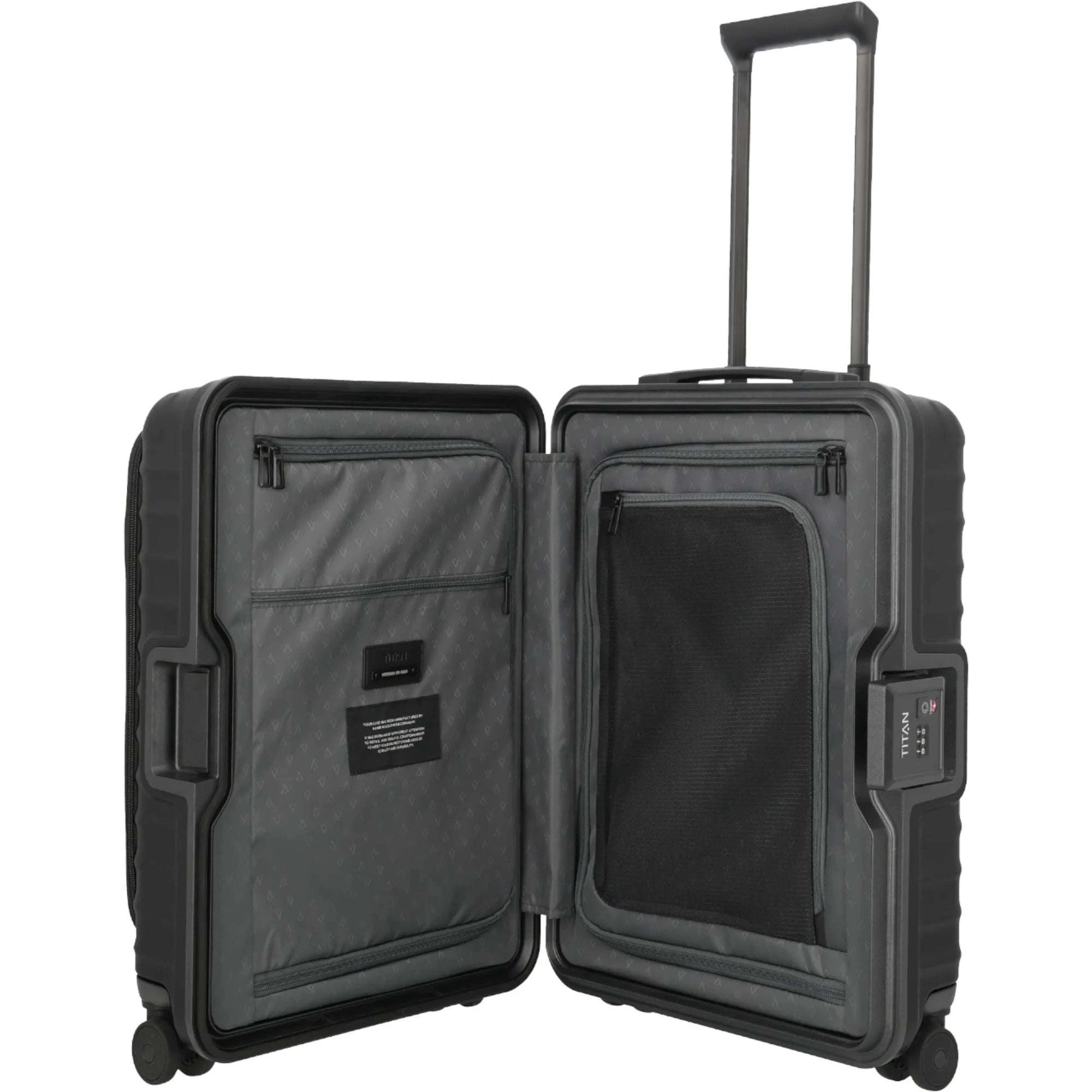 TITAN OVERSEAS 4-Rad-Bordtrolley S+ mit Vortasche 55 cm -Nightshade black KOFFER-PLUS.COM