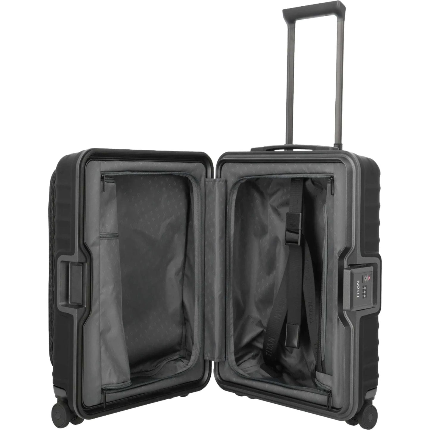 TITAN OVERSEAS 4-Rad-Bordtrolley S+ mit Vortasche 55 cm -Nightshade black KOFFER-PLUS.COM