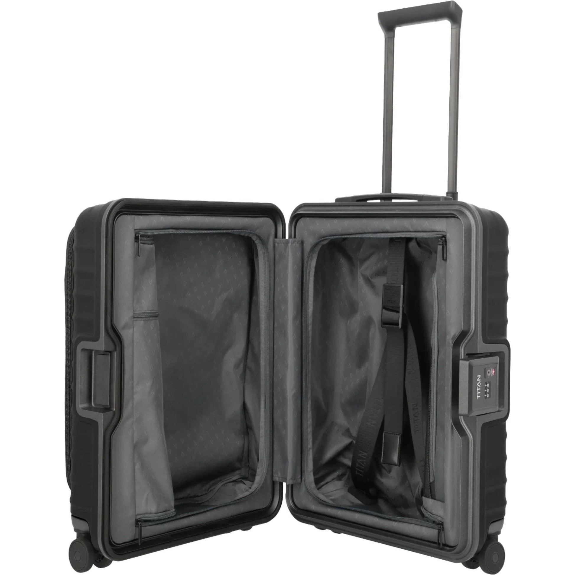TITAN OVERSEAS 4-Rad-Bordtrolley S+ mit Vortasche 55 cm -Nightshade black KOFFER-PLUS.COM