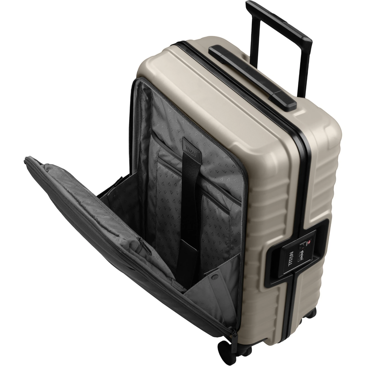 TITAN OVERSEAS 4-Rad-Bordtrolley S+ mit Vortasche 55 cm -Moonstone Grey KOFFER-PLUS.COM