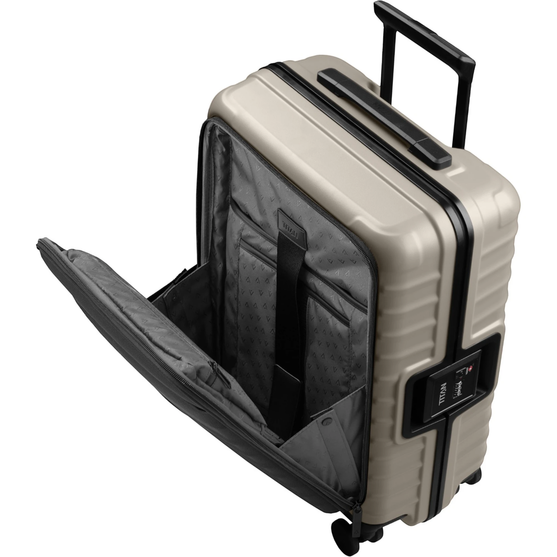 TITAN OVERSEAS 4-Rad-Bordtrolley S+ mit Vortasche 55 cm -Moonstone Grey KOFFER-PLUS.COM