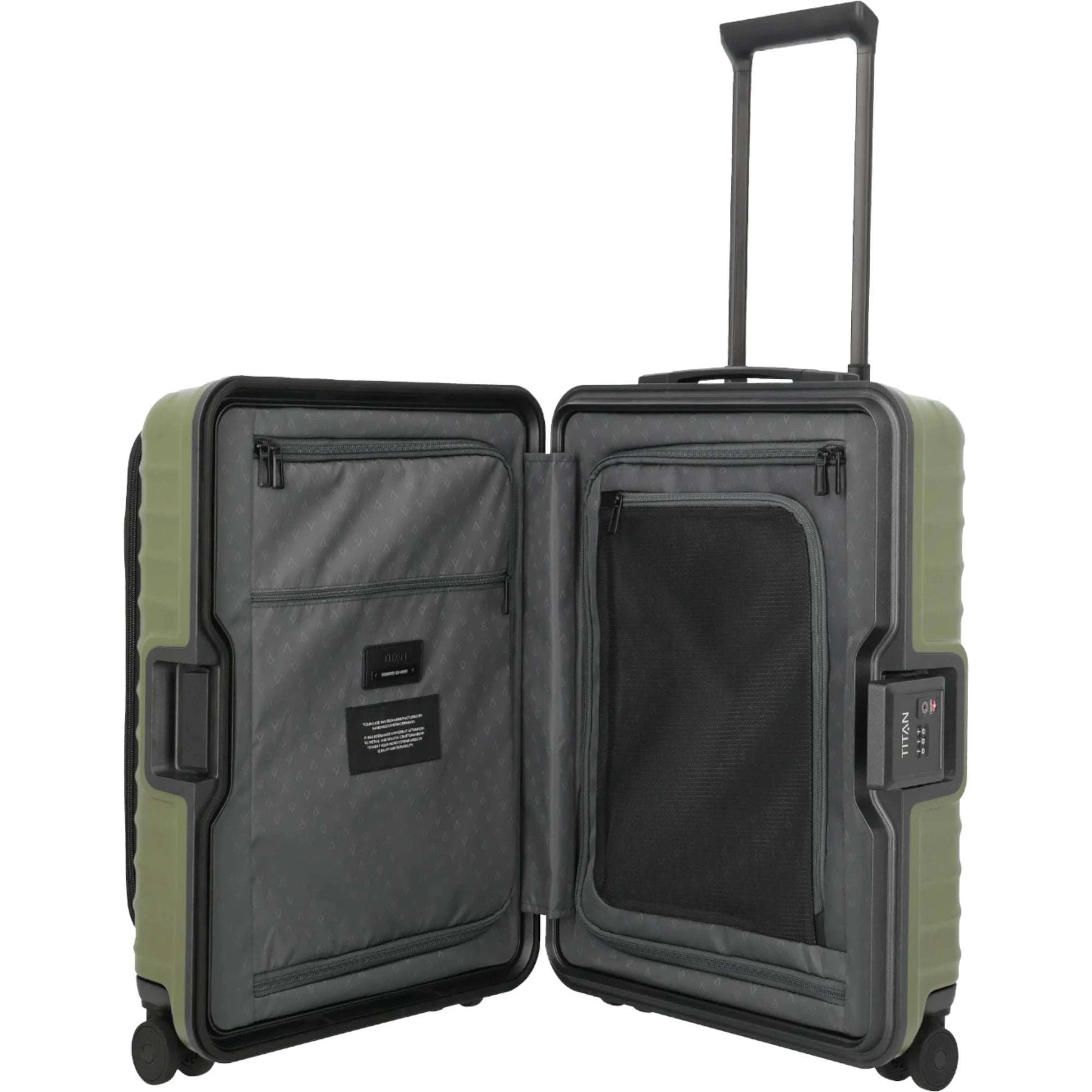 TITAN OVERSEAS 4-Rad-Bordtrolley S+ mit Vortasche 55 cm -Forest Green KOFFER-PLUS.COM