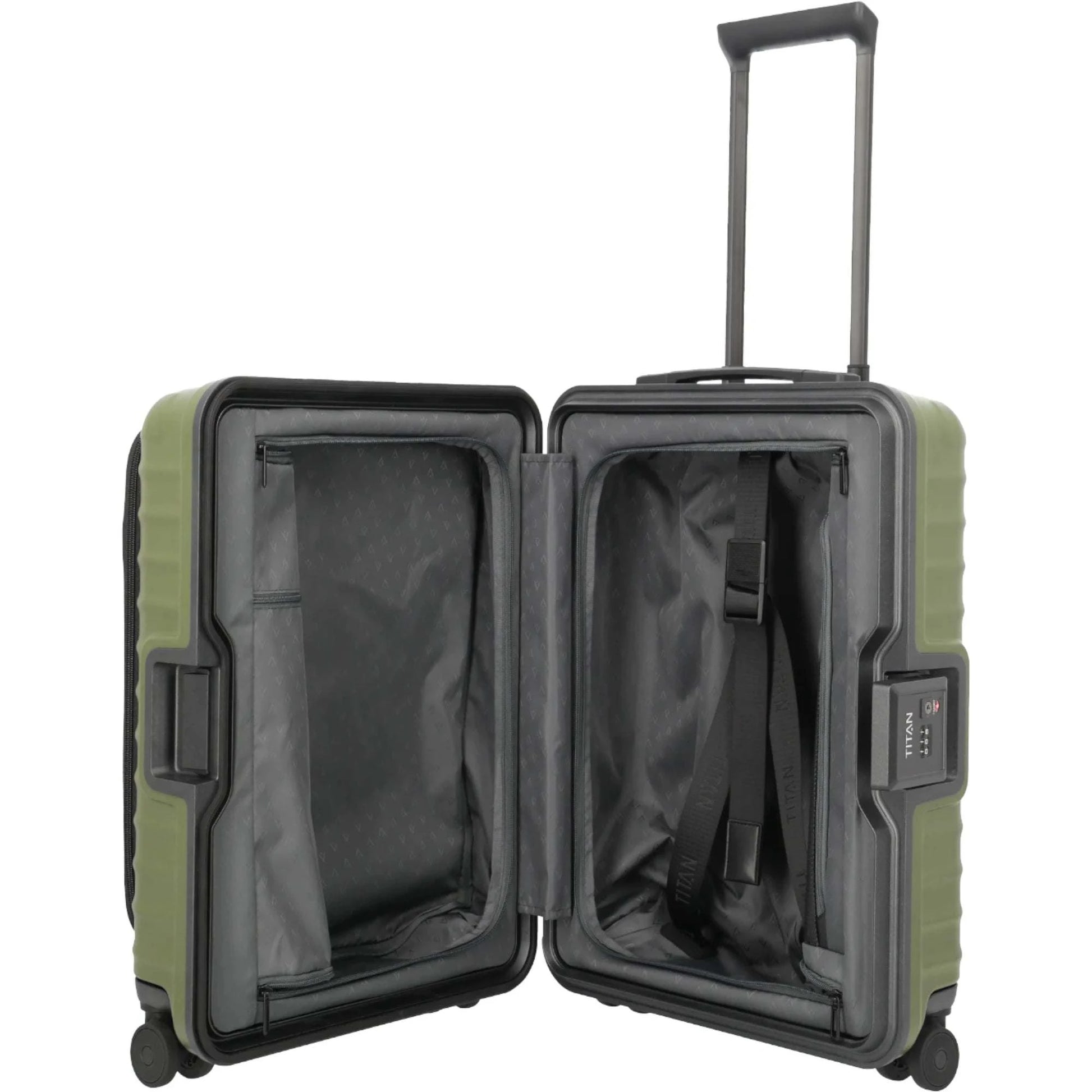 TITAN OVERSEAS 4-Rad-Bordtrolley S+ mit Vortasche 55 cm -Forest Green KOFFER-PLUS.COM