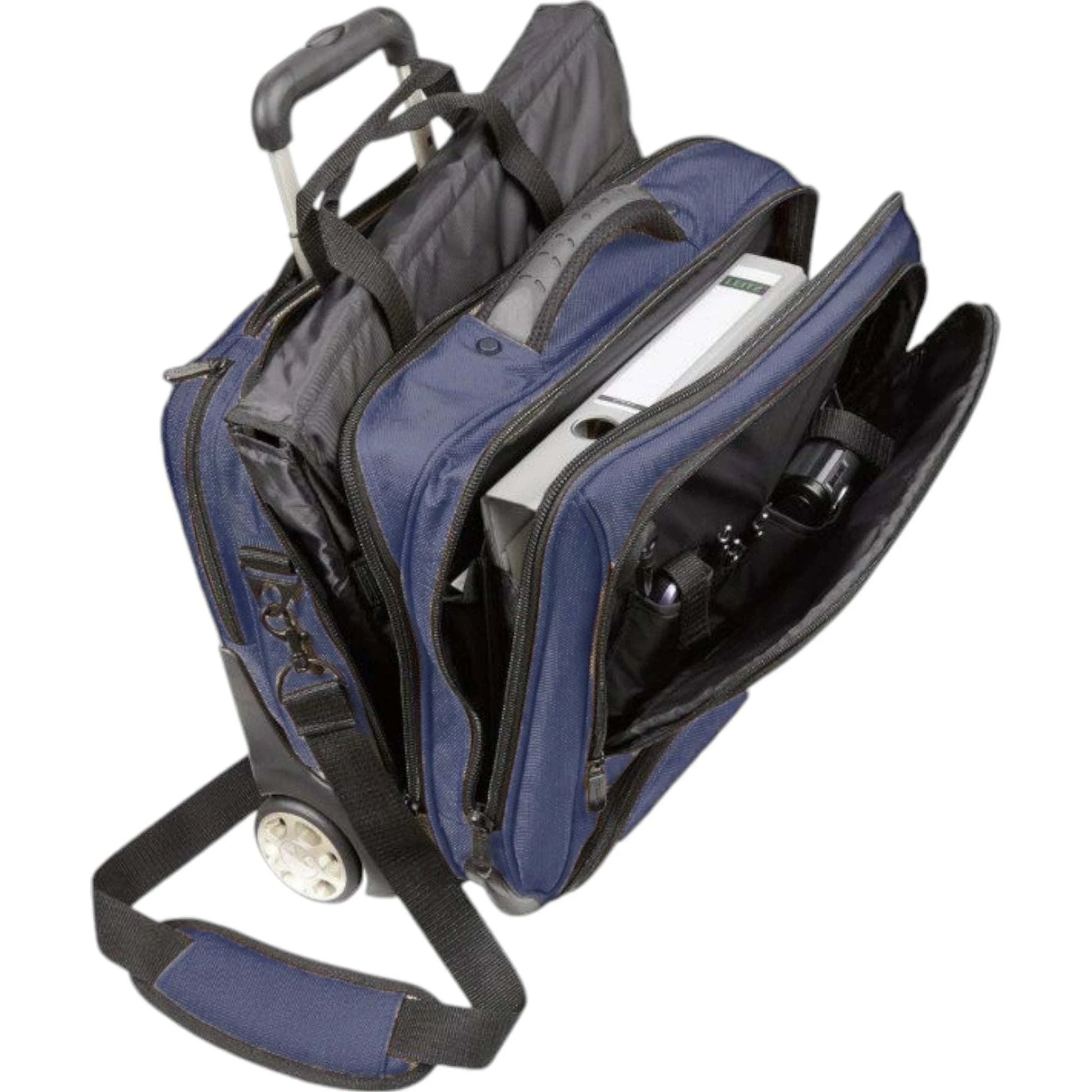 Dermata Businesstrolley aus Nylon mit Laptoptasche 44 cm -Blau KOFFER-PLUS.COM