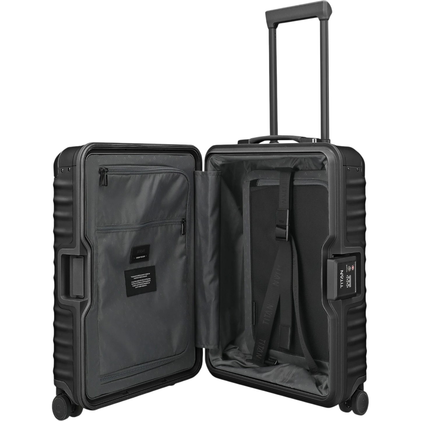 TITAN ETERNITY 4-Rollen-Kabinentrolley aus Aluminium 55 cm -black KOFFER-PLUS.COM