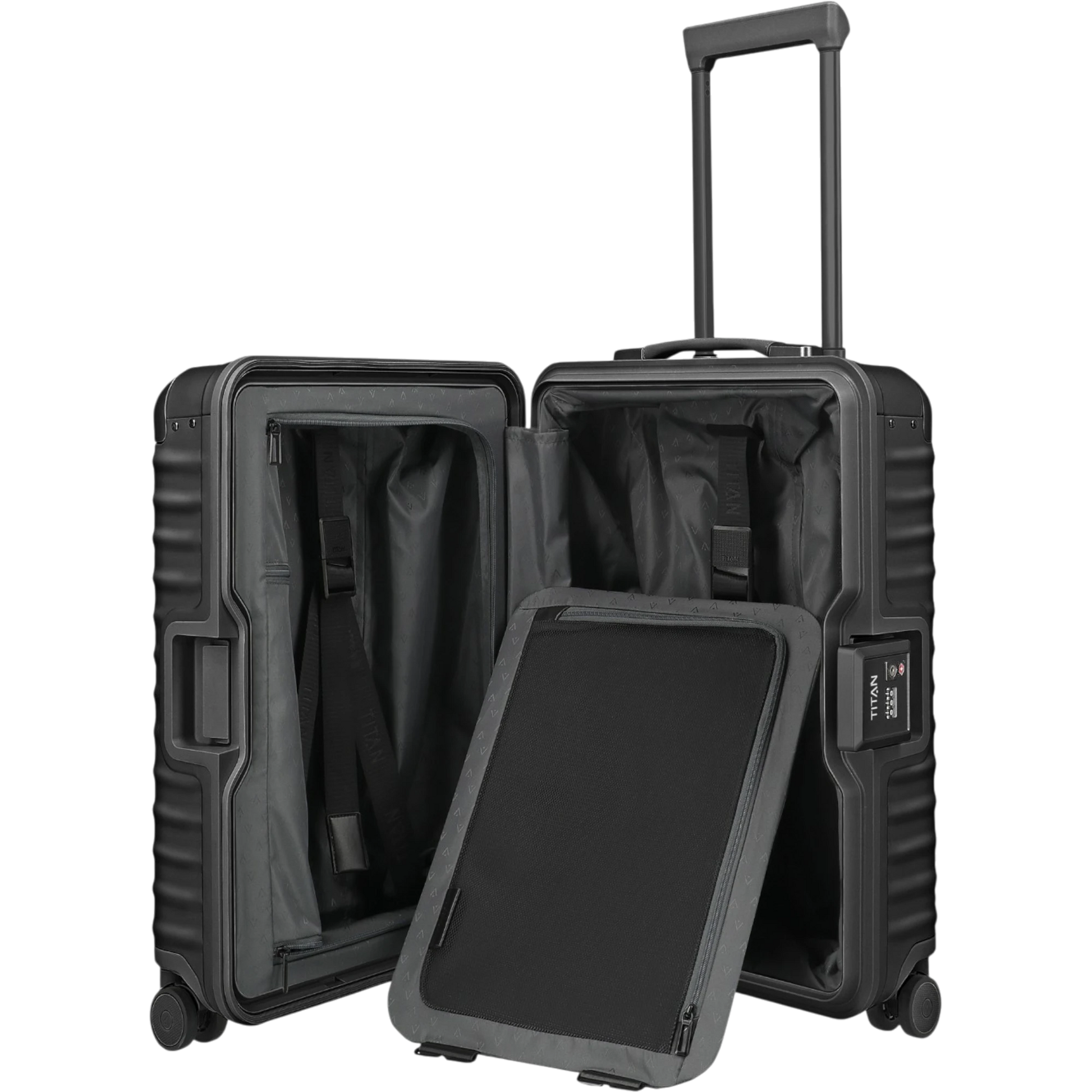 TITAN ETERNITY 4-Rollen-Kabinentrolley aus Aluminium 55 cm -black KOFFER-PLUS.COM
