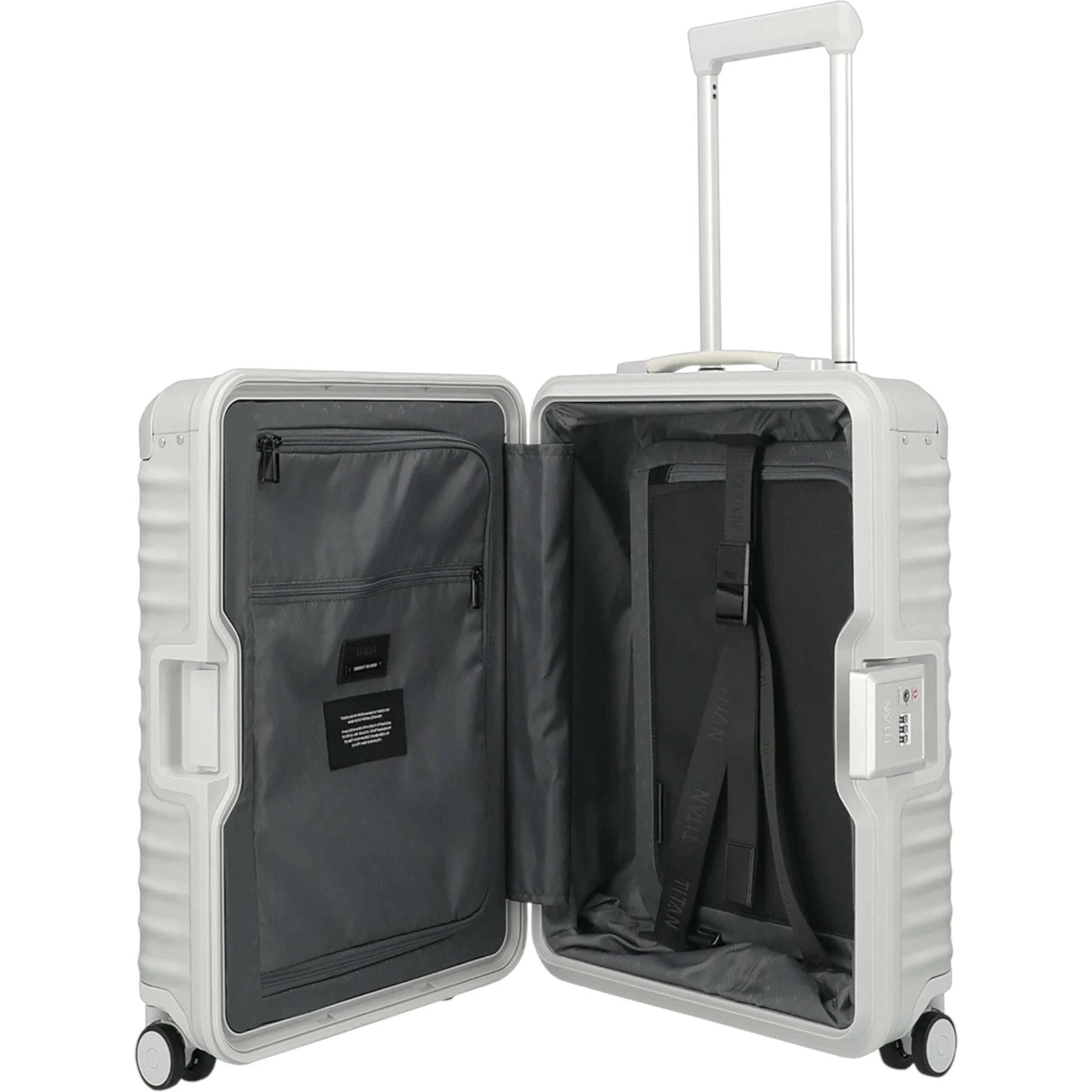 TITAN ETERNITY 4-Rollen-Kabinentrolley aus Aluminium 55 cm -silver KOFFER-PLUS.COM
