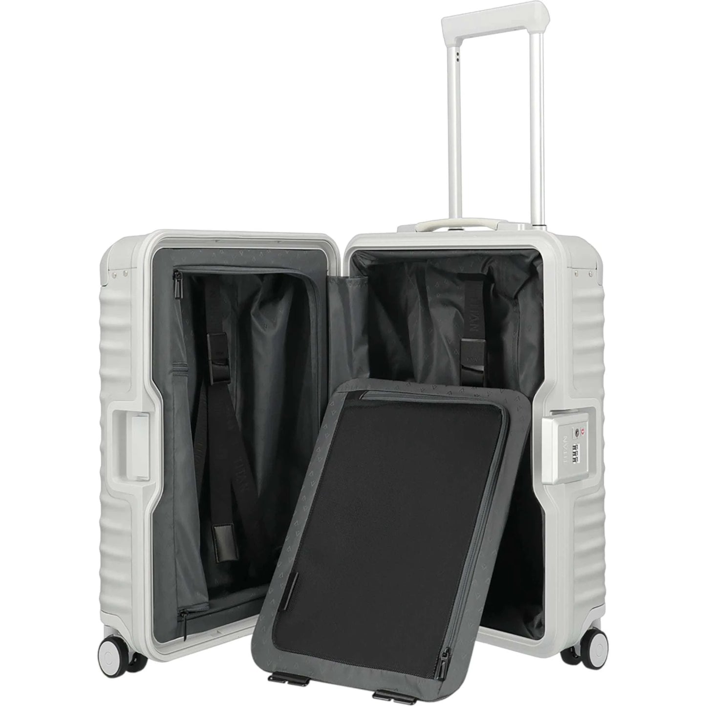 TITAN ETERNITY 4-Rollen-Kabinentrolley aus Aluminium 55 cm -silver KOFFER-PLUS.COM