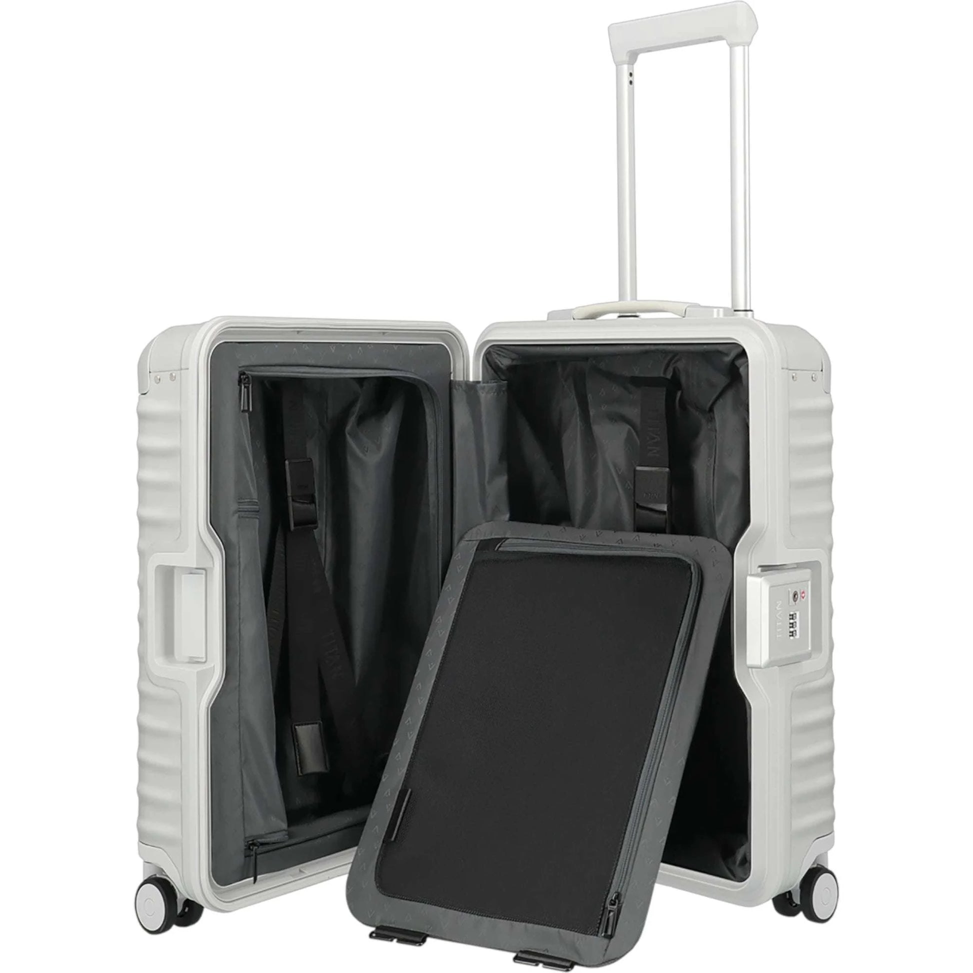 TITAN ETERNITY 4-Rollen-Kabinentrolley aus Aluminium 55 cm -silver KOFFER-PLUS.COM