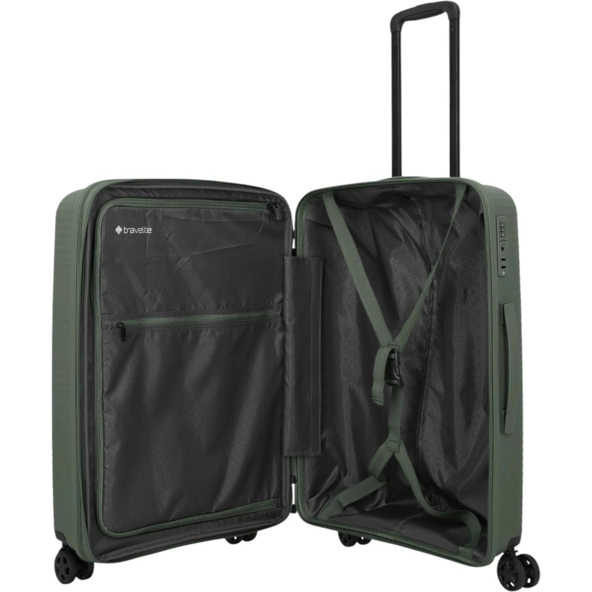 Travelite Air Stripe 4-Rollen-Koffer M erweiterbar 66 cm -Green KOFFER-PLUS.COM