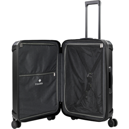Travelite Millennium 4-Rollen-Koffer M 67 cm erw. -Black KOFFER-PLUS.COM
