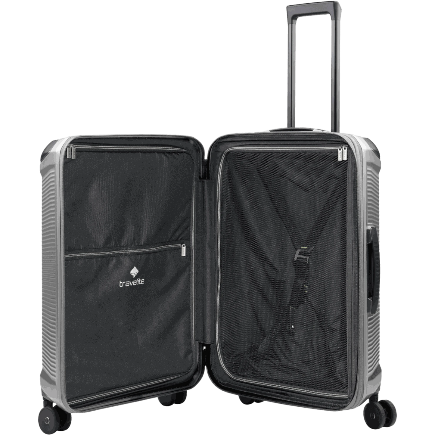 Travelite Millennium 4-Rollen-Koffer M 67 cm erw. -Silver KOFFER-PLUS.COM