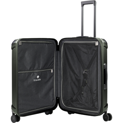 Travelite Millennium 4-Rollen-Koffer M 67 cm erw. -pine green KOFFER-PLUS.COM